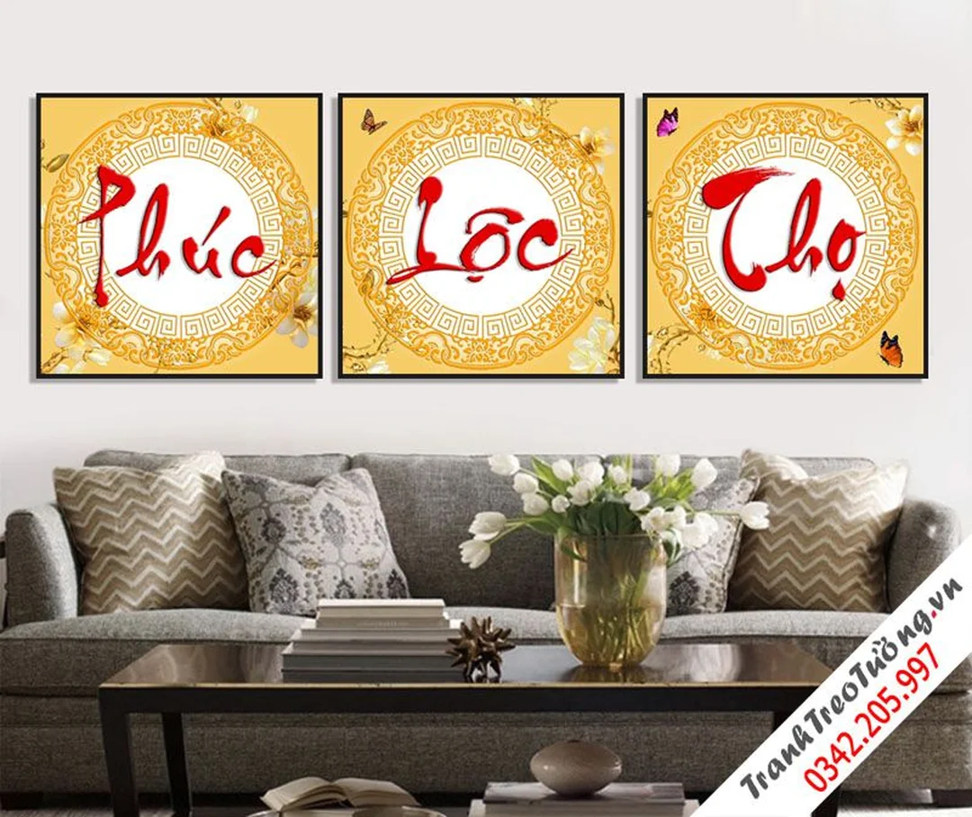 Tranh treo tường phòng khách phúc lộc thọ tranh treo tường phòng khách phúc lộc thọ