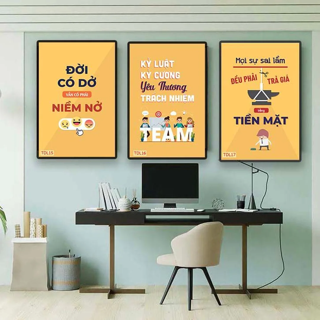 tranh treo tường slogan bộ nhiều tấm cho văn phòng