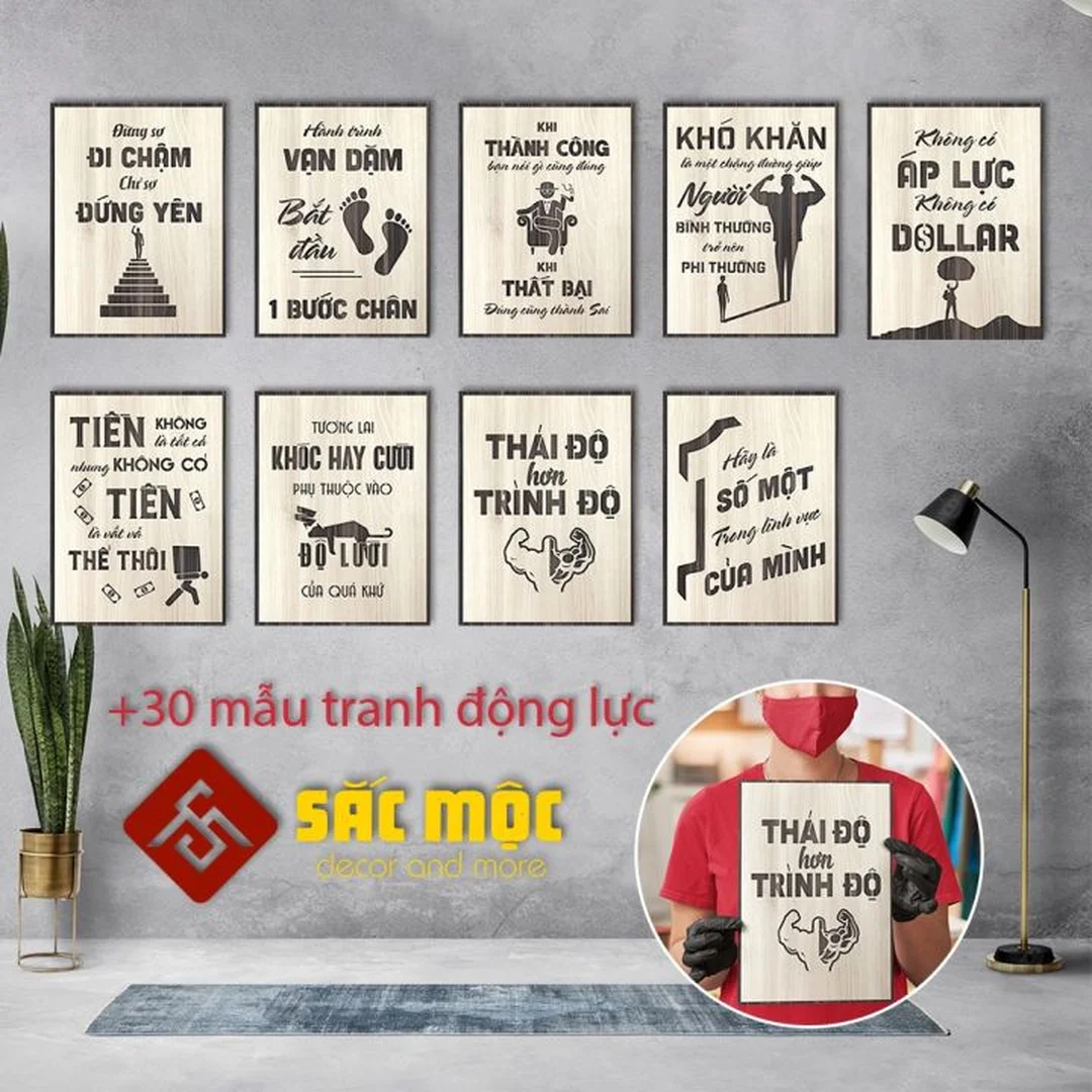 tranh treo tường slogan văn phòng phong cách tối giản