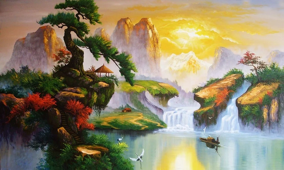 Tuổi Hợi hợp tranh sơn thủy phong thủy phòng khách tuổi hợi hợp tranh phong thủy gì với tranh sơn thủy phòng khách