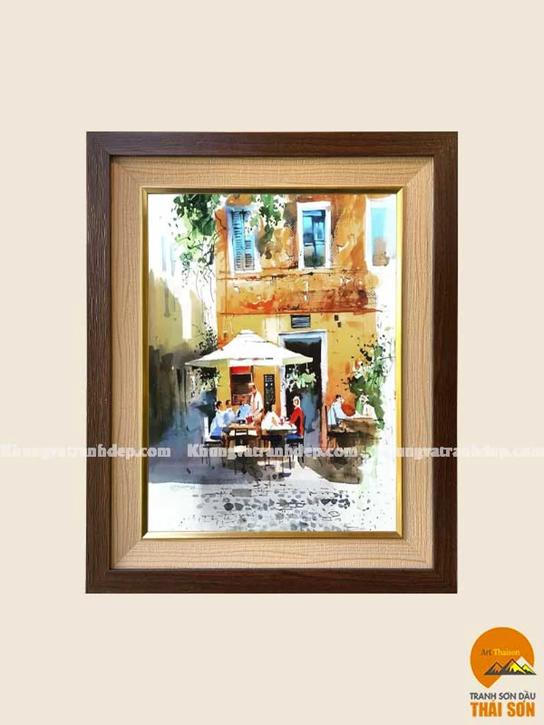 Mẫu vẽ khung tranh màu nước có bo trắng rộng vẽ khung tranh màu nước với khung gỗ và bo trắng