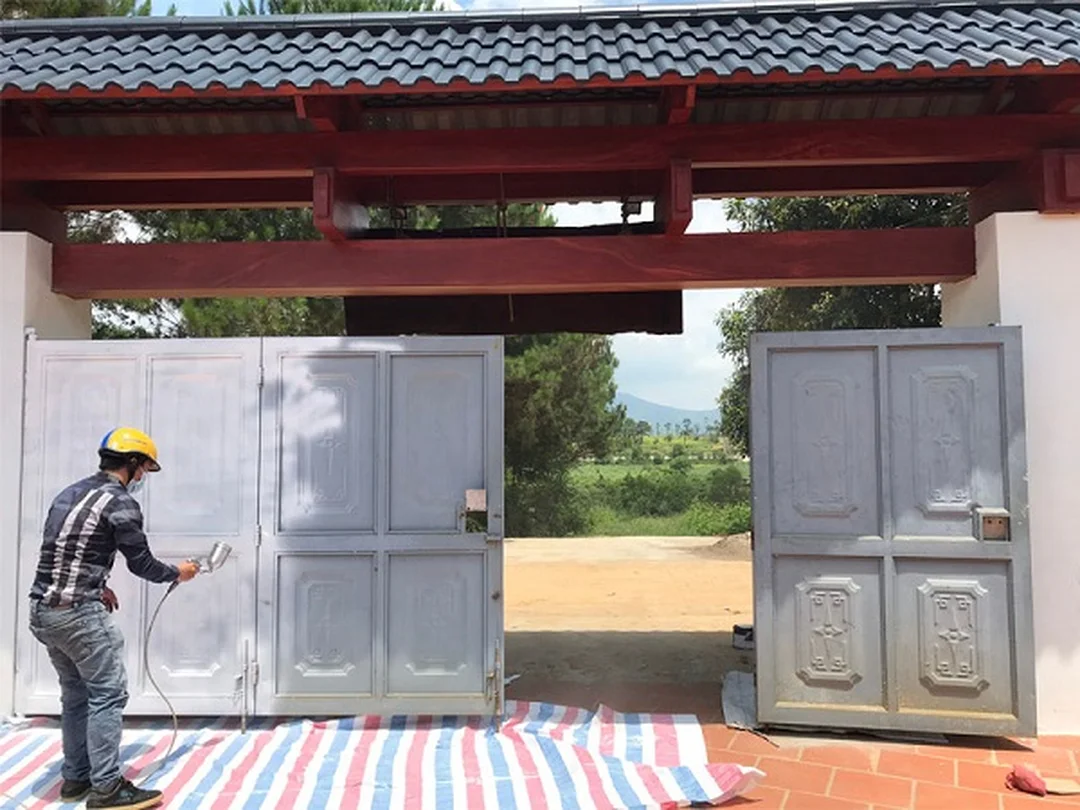 vẽ tranh đồng quê đẹp trong quá trình thi công phác mảng tường