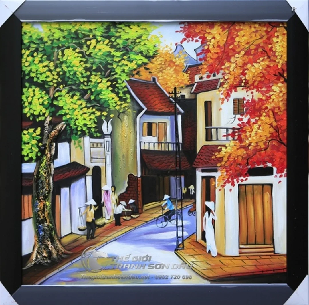 Vẽ tranh phố cổ Hội An treo tường phòng khách bằng sơn dầu vẽ tranh phố cổ Hội An treo tường phòng khách bằng sơn dầu