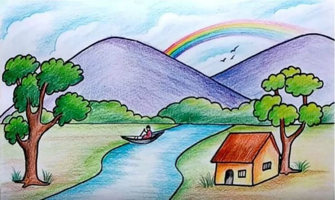 vẽ tranh phong cảnh quê hương theo từng bước cho học sinh