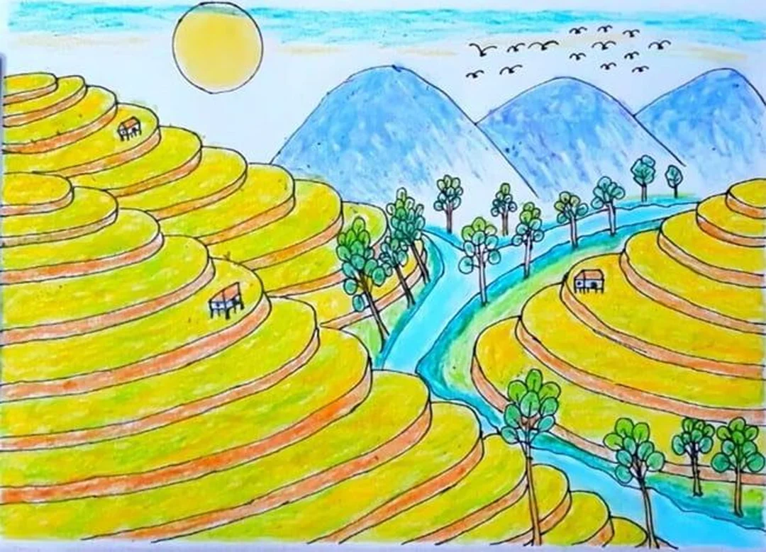 vẽ tranh phong cảnh thiên nhiên đơn giản tránh lỗi bố cục vẽ tranh phong cảnh thiên nhiên đơn giản tránh lỗi bố cục bị phẳng