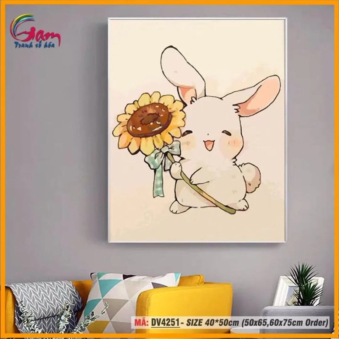 vẽ tranh treo tường đơn giản bằng tranh canvas hoa lá trang trí nhà