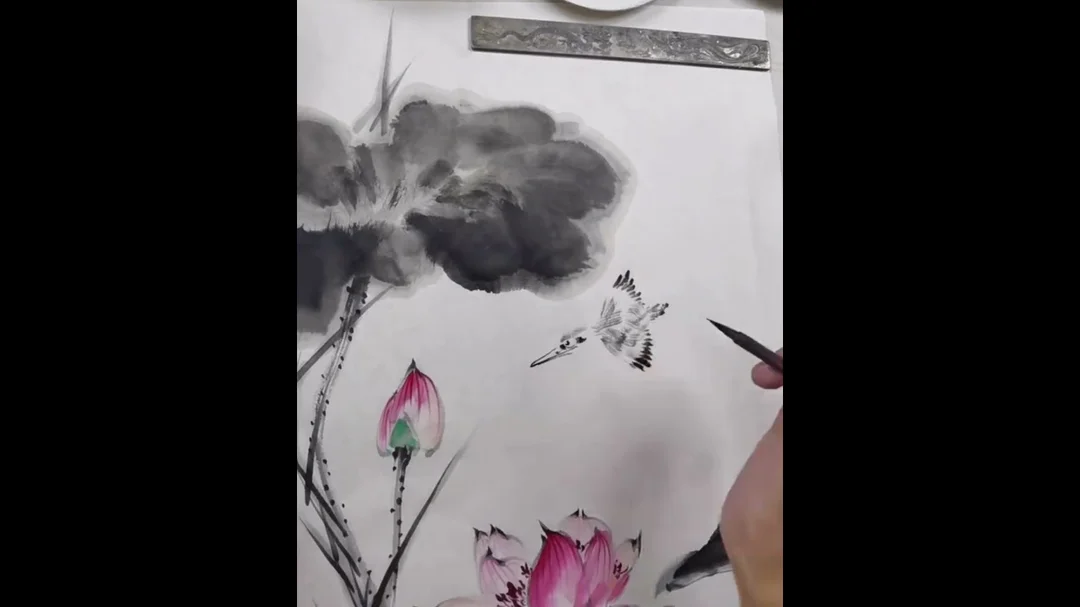 Video hướng dẫn vẽ hoa sen thủy mặc