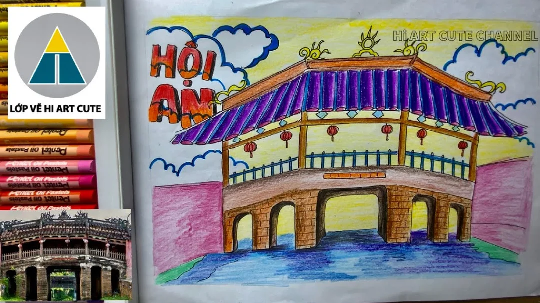 Video hướng dẫn vẽ tranh phố cổ Hội An Chùa Cầu