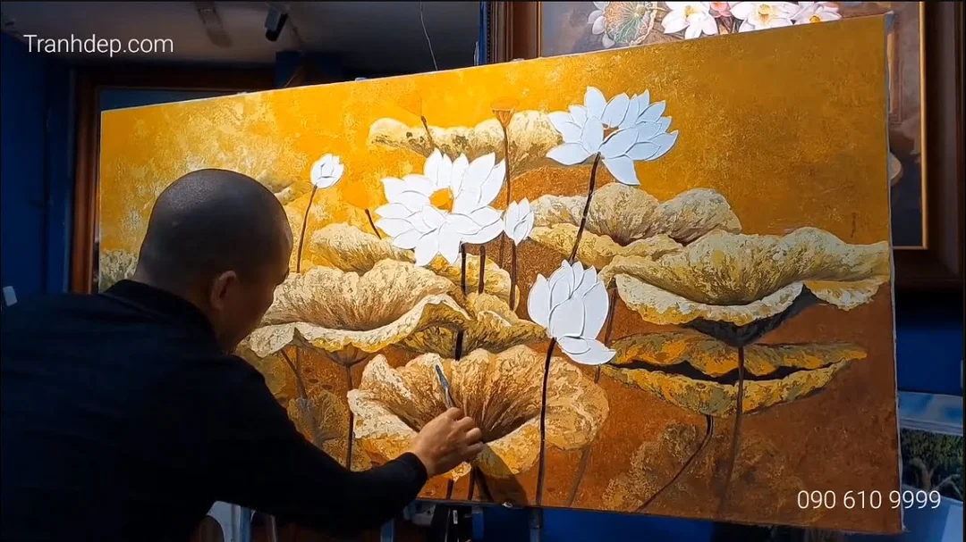 Video hướng dẫn xem tranh hoa sen sơn dầu