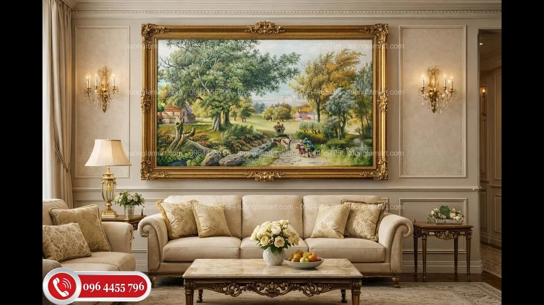 Video mẫu tranh sơn dầu phong cảnh treo phòng khách