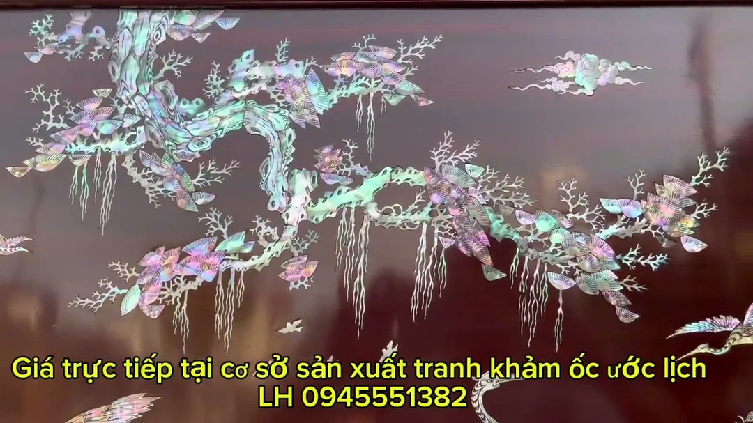 Video thực tế tranh tùng hạc diên niên khổ lớn