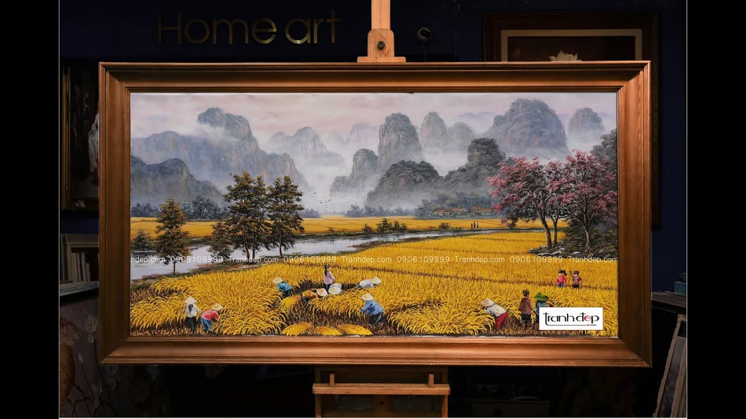 Video vẽ tranh phong cảnh làng quê mùa gặt