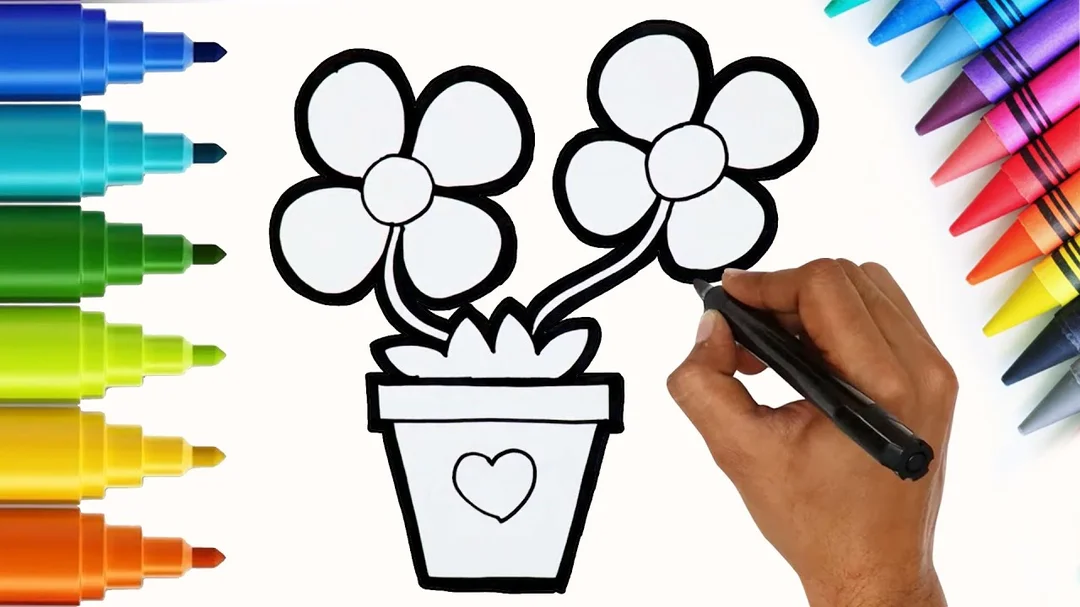 Video vẽ và tô màu bông hoa đơn giản cho bé