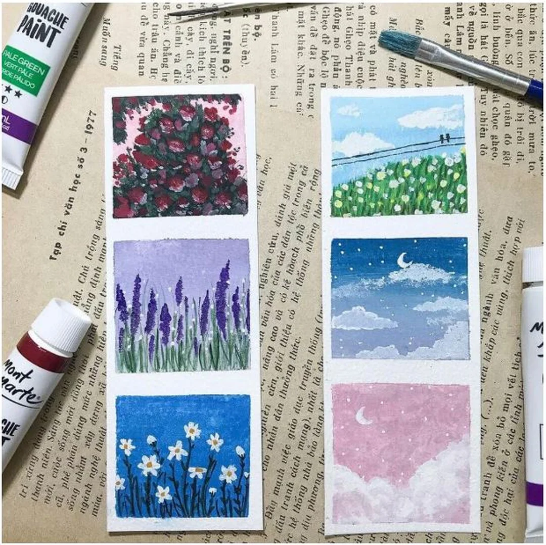 Ý tưởng vẽ tranh phong cảnh kiểu Polaroid nhỏ ý tưởng vẽ tranh phong cảnh kiểu polaroid nhỏ